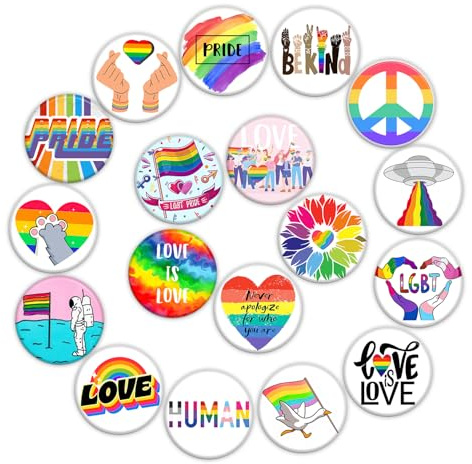 GTOTd LGBTQ Pins Set Buttons Anstecker (18 Stück 3.8cm) | LGBTQ Pride Pins Brooch Badges Party Dekoration für Kleidung Taschen Rucksack Jacken Zubehör Crafts Decor Teens