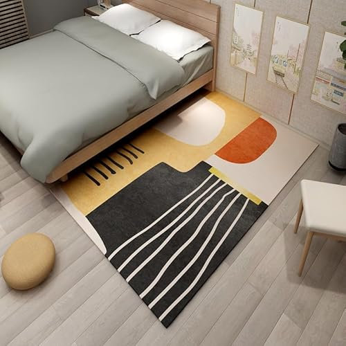 Teppich Gelb Böhmen Flauschig Kurzflor,Mikrofaser Super Weich,Anti-Rutsch,Waschbar,Teppich Webteppich Für Wohnzimmer,Flur,Schlafzimmer Teppichläufer 120X160Cm
