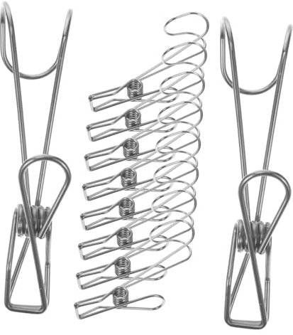 Pinces à Vêtements Multifonctionnelles 10 Pièces en Acier Inoxydable