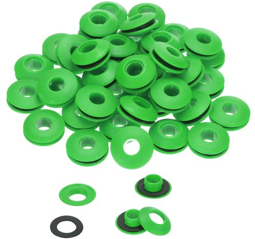 QUARKZMAN 50 Pièces Œillets en Plastique pour Bâches, Œillets en Plastique Inoxydables pour Bâches de Camion, Rideaux Textiles, Tentes, Bâches de Piscine, Auvents, Banderoles, Vert
