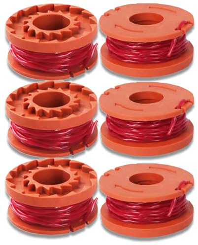 Qingriver 6 Pcs Strimmer Spool Line Compatible with Worx WG180 /WG163/ WG175, Strimmer Wire for Worx 20V Grass Trimmers, Nylon Replacement Spool Ø1.65mm × 3 m