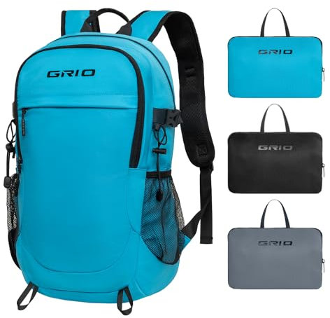 GRIO Wanderrucksack, Reiserucksack, 40 l, für Damen und Herren, Camping, wasserdicht, faltbar, Wandern, Tagesrucksack