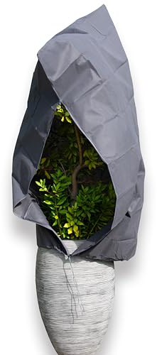 XXL Premium Winterschutz für Pflanzen grau Kübelpflanzen Winterschutzcover draußen Haube 120 x 180 cm Reißverschluss Zugband Pflanzenschutzhaube