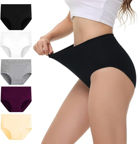 NUOZA Bragas Postparto Bragas Mujer Algodon Talle Alto Braguitas Culotte Mujer Ropa Interior Faja Reductora Underwear Cómodas y Suaves Negro Blanco Gris Beige Púrpura L