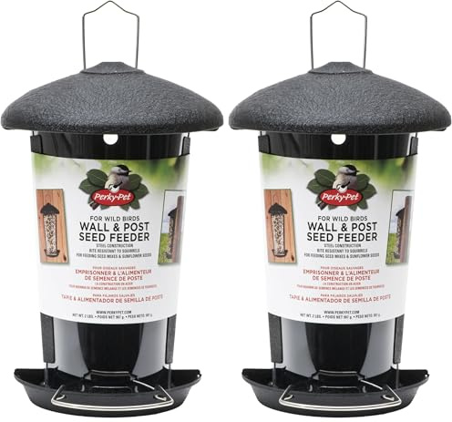 Perky-Pet Vogelfutterstation für Wildvögel/Aufhängen im Garten oder Befestigung an Zaun, Haus/Für 0,8 kg Mischfutter oder Sonnenblumenkerne/Mod. 101-5 (Packung mit 2)