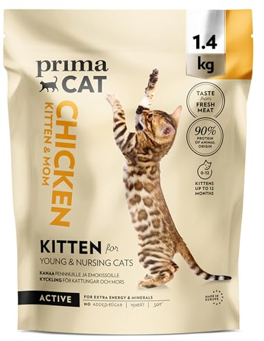 PrimaCat – komplett torrfoder med kycklingsmak för kattungar och ammande katter, 1,4 kg