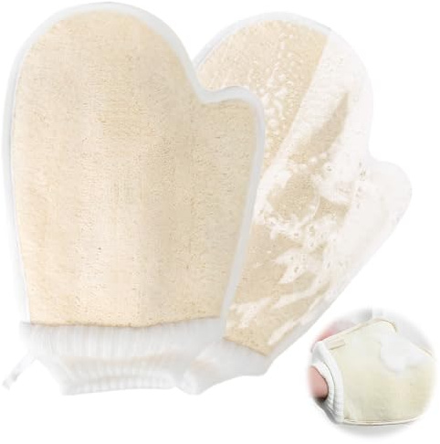 2 Piezas Esponja Exfoliante Corporal Guantes, Esponja Natural de Lufa de Baño, Guante Exfoliante Corporal, Limpieza Profunda del Cuerpo, para Hombres y Mujeres