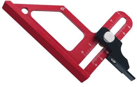 Adjustable Bench Depth Gauge 0-60mm Red Aluminium Alloy for Woodworking