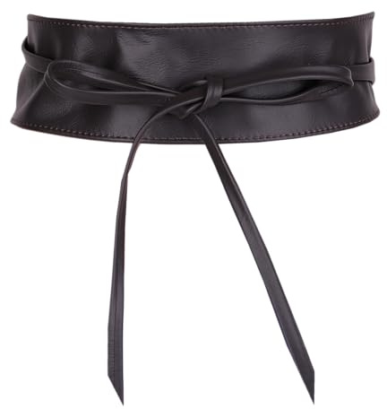 MIRROSI Taillengürtel Wickelgürtel aus Echtleder, Schleife mit breitem Bund (mit breitem Bund zum Wickeln (7cm Breit, 265cm lang) OBi Gürtel, Bindegürtel, Schnürgürtel, Wickelgürt
