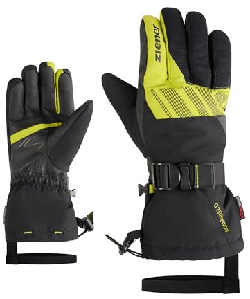 Ziener GHALION-Z Guanti da sci da uomo/sport invernali | impermeabili, scaldamuscoli lunghi, termoshield, Black.Electric Grass, 9