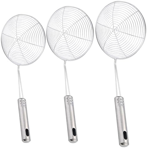 Casseprète d'araignée en acier inoxydable, 3 pcs de 6-7, 5 pouces cuillère avec une longue poignée, une louche en filet pour nouilles