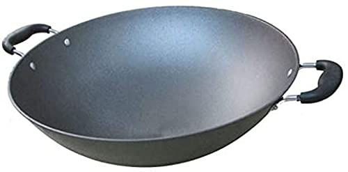 Aioneer Ghisa, Padella, per Uso Domestico Non Rivestita, Padella in Ghisa A Doppio Orecchio, Fondo Spesso E Rotondo, Ferro Non Rivestito - 36 Cm