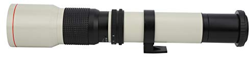 KIMISS 500 Mm Teleobjektiv - OM-fäste, Manuell Fokusering med 2X Telekonverter för natur- och Sportfotografering (Vit)