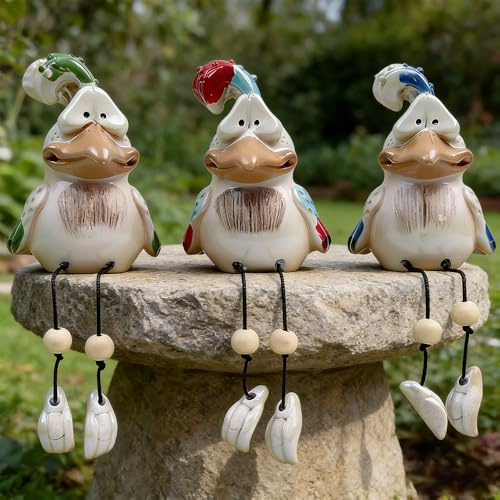 SGZIOO 3 Stück Huhn Deko Garten, Gartendeko für Draußen, Harz Gartenfiguren & Gartenstatuen, Garten Deko Draußen Figuren, Lustige Gartendekoration für Drinnen, Draußen, Bauernhaus