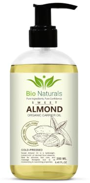 Bio Naturals Sweet Almond Oil 250ml | Organic Cold-Pressed | Natural Skin, Hair & Massage Oil