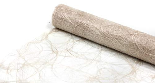 Deko AS - Sizoweb Tischband beige 25 Meter Rolle + 100 Deko Sterne in Gold Gratis (30cm Breite, Walnuss)