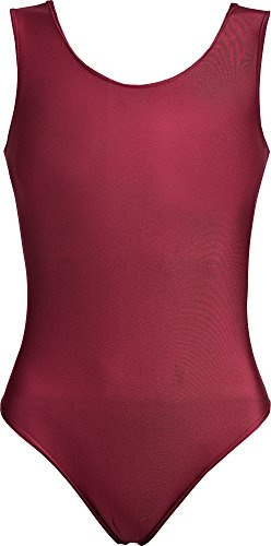 Hi-Co Girls Kids School Sport Dance Gymnastics Ballet Sleeveless Leotard Burgundy 9-10 Years