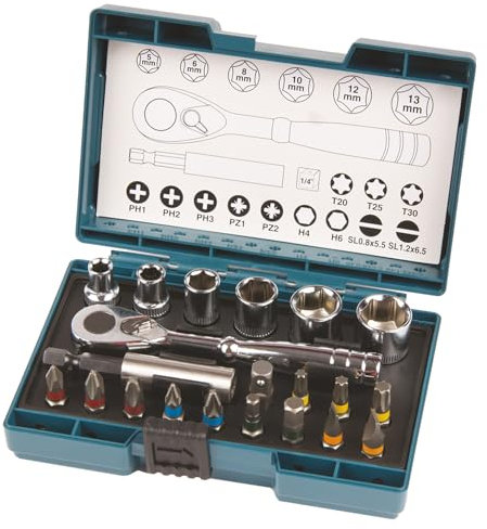 Makita B-54081 21 Piece Screw Bit and Ratchet Set