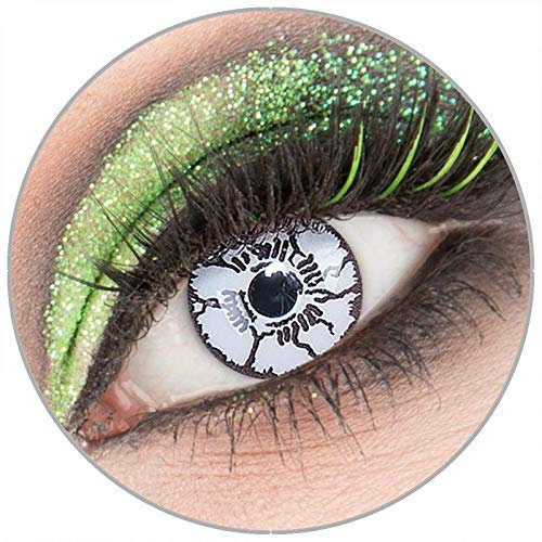 Farbige weiße weisse 'White Monster' Kontaktlinsen ohne Stärke 1 Paar Crazy Fun Kontaktlinsen mit Behälter zu Fasching Karneval Halloween - Topqualität von 'Giftauge'