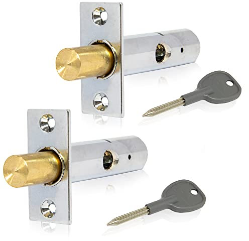 XFORT® 2 Pack Mortice Door Bolts with 2 Star Keys, Door Security Rack Bolt Providing Enhanced Protection for Doors and Windows at Home and in The Workplace (55mm, Polished Chrome)