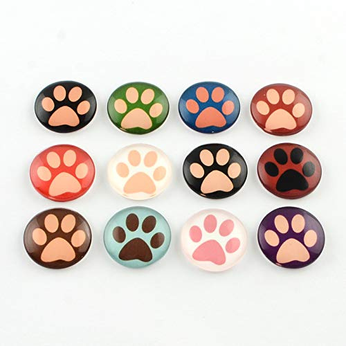 Glas Cabochons Pfote Tatze 12mm rund flach 50 Stück | 12x4mm