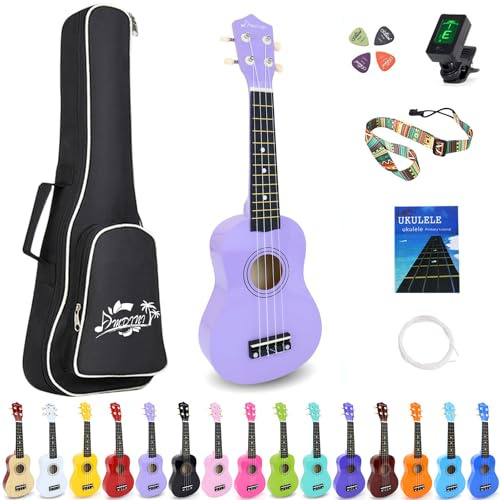 AMDINI Soprano Ukulele for Kids 21 Inch Hawaiian Wood Ukelele Beginner Kit