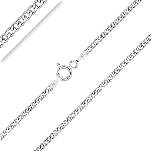 PLANETYS - Kinder und Baby Flache Panzerkette 925 Sterling Silber Rhodiniert Kette - 2 mm Breite Längen: 38 cm