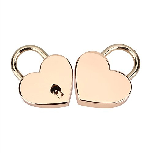 2 ensembles Serrures à cadenas en métal Mini serrure en forme de coeur vintage de style doré avec Clés pour Journal Livre Bagages Saint Valentin