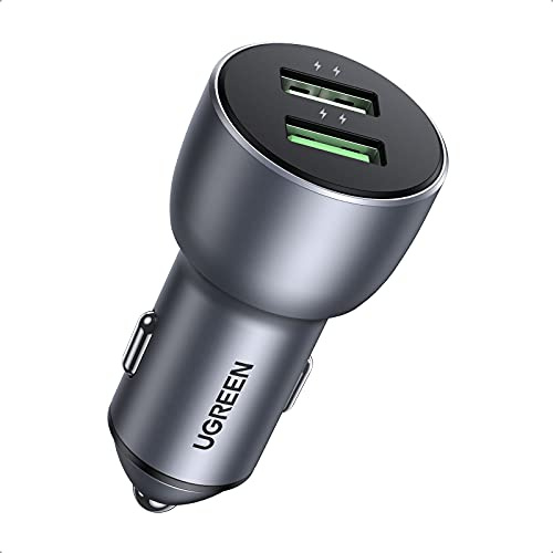UGREEN 36W Autoladegerät Quick Charge 3.0 2 Port USB doppelt Schnellladegerät Zigarettenanzünder QC Adapter kompatibel mit Galaxy S21,S20, S10, A51, Note 10, Redmi Note 9, iPhone 12 Pro usw.