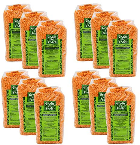 Lot 12x Lentille corail - Grain de Frais - paquet 1kg