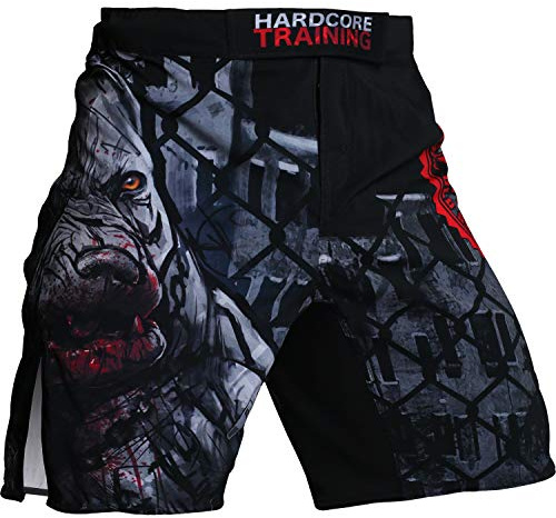 Hardcore Allenamento Pitbull City Fight Shorts Uomo Boxe MMA Combat BJJ Grappling Fitness Muay Thai Kickboxing No Gi, Uomo, nero, Medium