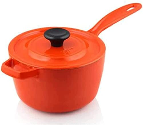 Wok Enamel Milk Pot 16cm Uncoated Cast Iron Noodle Cooking Supplement Hot Milk Porridge Pot Induction Cooker Gas Dual-use (Color : Onecolor)
