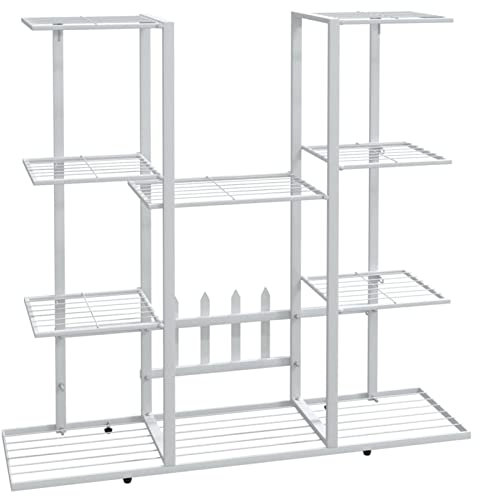 Yolola Portafiori, Supporto per Piante, Portapiante Portafiori, Portafiori da Interno, Scaffale per Fioriera, 94,5x25x89 cm Ferro Bianco