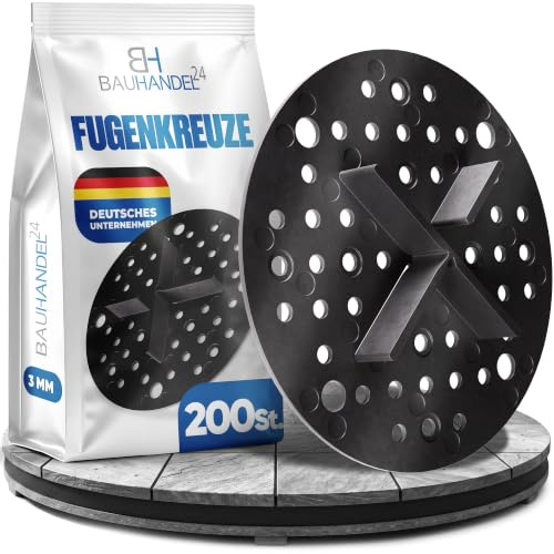Bauhandel24 Fugenkreuze 3mm für Terrassenplatten Plattenlager Auflage Pads mit Teller Außenbereich Kiesbettlager Splittbettlager Schwarz