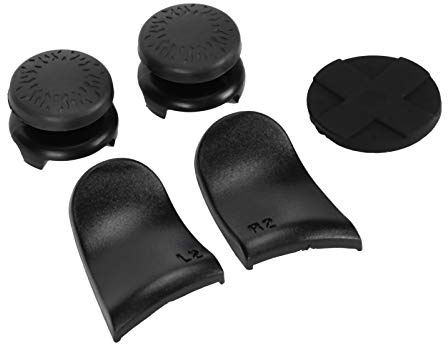 Thumb Stick Grip Cap Thumb Stick Grip Cap ABS Silikon 5in 1 Thumb Stick Grip Key Cap Joystick Cover L2 R2 Trigger Extender für Controller (Schwarz)