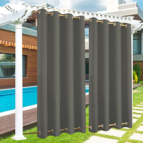 Outdoor Vorhang Wasserdicht 1 Stück, Outdoor Vorhang mit Ösen Oben und Unten, 24 Farben Outdoor Vorhang Wasserdicht Wetterfest Blickdicht für Veranda, Pergola, Laube, B120xH213CM