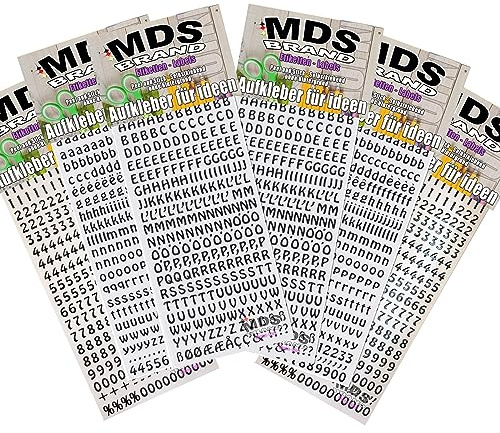 MDS Brand 8mm Buchstaben Aufkleber | 2X Pack | zum beschriften von Karten, Fotoalbum, Hochzeitskerze oder dankeskarten & Scrapbook, einfach zum basteln und gestalten Schwarz (2x-50)
