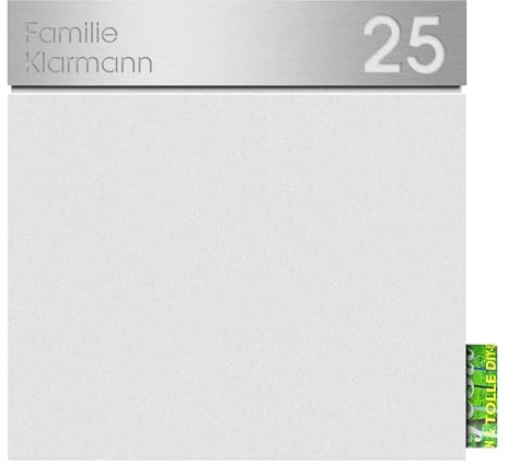 Design-Briefkasten mit Zeitungsfach mit Gravur Name und Hausnummer Weiss (RAL 9003) Mocavi Box 713 Postkasten Zeitungsrolle Wandbriefkasten