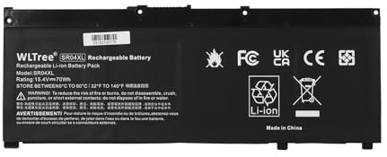 WLTree 15.4V 70Wh SR04XL Laptop Akku für HP Omen 15-CE 15-CE000NF CE002NG 15T-CE 15-DC 15-DC0001NG DC0001NL 17-CB Pavilion 15-CB079TX CB011TX ZBook 15v G5 917678-1B1 917678-2B1 917724-855 Battery