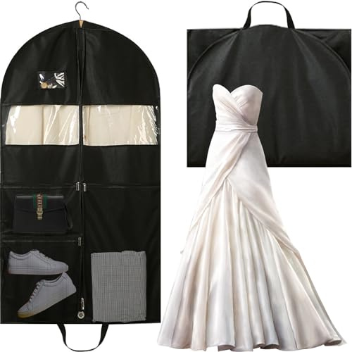 Yueser Kleidersack, schwarze Schutztasche für Herrenanzug, lang, 152 cm, Kleidertasche, zum Aufhängen, mottensicher, Mantelabdeckungen, Schutztasche, Tanzkostümtasche