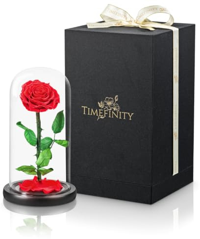 Timefinity® Ewige Rose im Glas | Echte Konservierte rote Rose in edler Geschenkbox | Liebevolles Geschenk für Freundin, Frau oder Mutter | Symbol der Liebe | Handverarbeitet & Langlebig