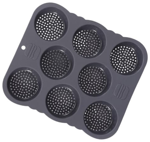 HOLIDYOYO Silikon-Hamburger-Brötchenform 8 Mulden Netz-Antihaft-Backform Perforiert Antihaftbeschichtet Runde Hamburger-Brötchenform Backblech Brotbackautomat Eierform
