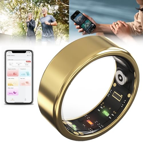 Monitor de frecuencia cardíaca, anillo inteligente para mujeres y hombres, Bluetooth 5.1, HRV, oxígeno en sangre, temperatura, sueño, deportes, compatible con iOS y Android, anillo de seguimiento de