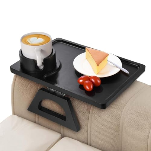 Tavolino da divano in bambù con clip sul bracciolo del divano, vassoio pieghevole portatile, tavolini laterali per divano, braccioli, tavoli per telecomandi, bevande, snack, cene, 33 x 23,1 cm