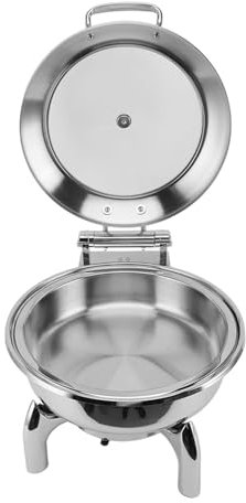 HAOHIZE Round Chafing Dishes for Buffet,4.5L Round Stainless Steel Chafing Dish Buffet Set with Visible Glass Lid for Hotel Self Catering Kitchens Parties Banquets Catering Activities