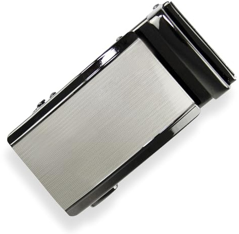 Glamexx24 bältesspänne män bälte ersättningsspänne spärrhake automatiskt bältesspänne bälte tillbehör lämplig för bredd 35 mm bälte, Silver med svart kant, En Storlek