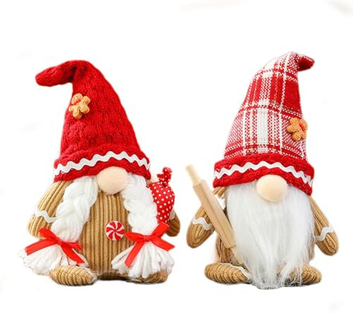 Liwein Weihnachtswichtel - 2 Stück Wichtel Figuren Stehend für Weihnachtsdekoration