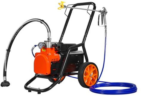 VEVOR Luftfri högtrycksmembran med högt tryck, hjulmålningspistol 1 700 W, 3 000 PSI, 3,5 L/min, med förlängningsstång, för inomhusmålning, utomhus, tillbehör, staket