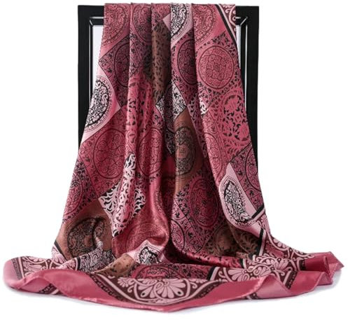 YUECIBAI Schal Damen Mode Haar Schal Für Frauen Seide Satin Hijab Schal 90Cm * 90Cm Quadratische Halstücher Halstuch Schals Für Damen 90X90Cm 04