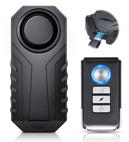 HAPYTHDA Motorbike Alarm Bike Alarm Anti Theft,Bicycle and Motorcycle Accessories, Mobility Scooter Alarm,Rechargeable with Remote Control,IP65 Waterproof,113 dB Super Loud